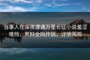 当事人在深夜遭遇万里长征小说羞涩难挡，黑料全网炸锅，详情围观