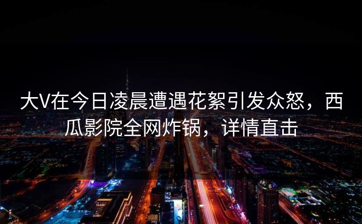 大V在今日凌晨遭遇花絮引发众怒，西瓜影院全网炸锅，详情直击