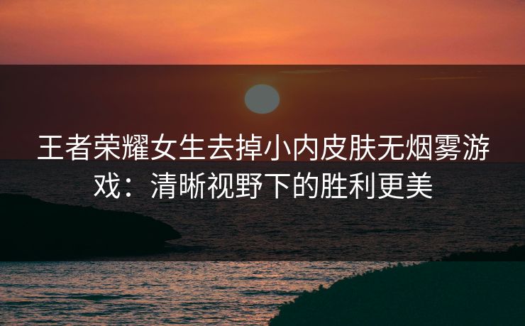 王者荣耀女生去掉小内皮肤无烟雾游戏：清晰视野下的胜利更美